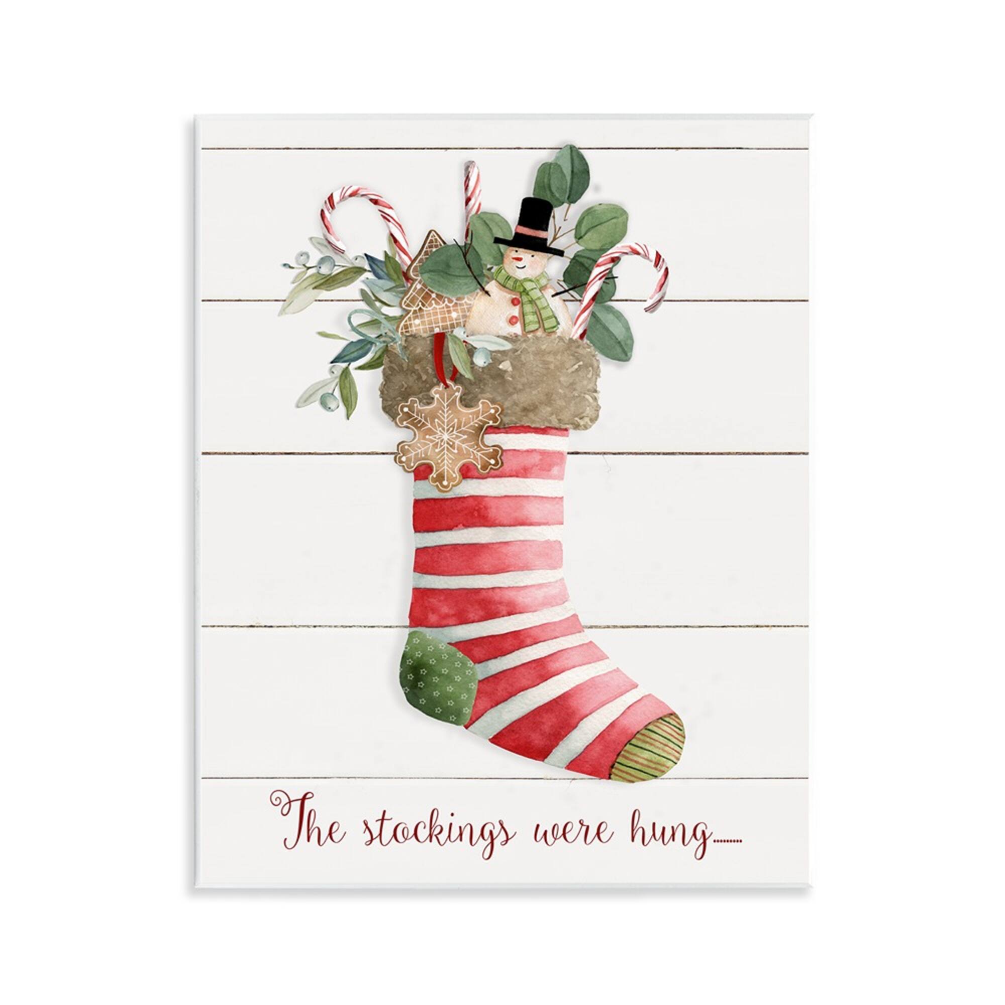 Stupell Industries 11" x 14" Striped Christmas Stocking Wall Plaque Design